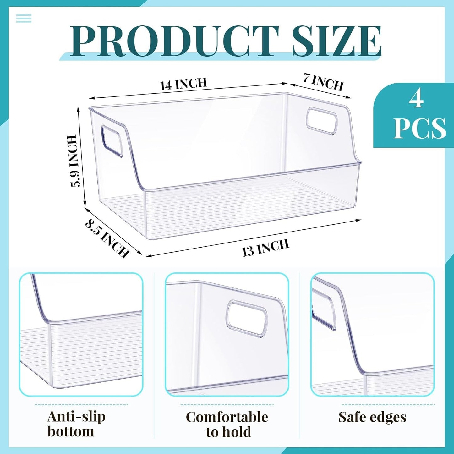 4 Pcs Clear Large Storage Book Display Case 13 X 8.5 X 5.9 Inch Book Organizer Stackable Bookcase Display Storage Containers with Handle Office Bookshelf Organizer Rack for Cds Magazine Books