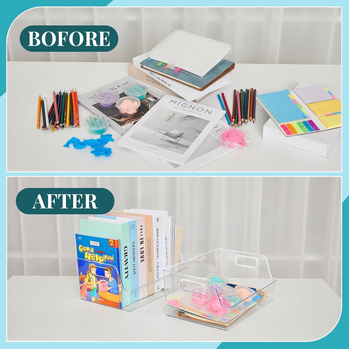4 Pcs Clear Large Storage Book Display Case 13 X 8.5 X 5.9 Inch Book Organizer Stackable Bookcase Display Storage Containers with Handle Office Bookshelf Organizer Rack for Cds Magazine Books