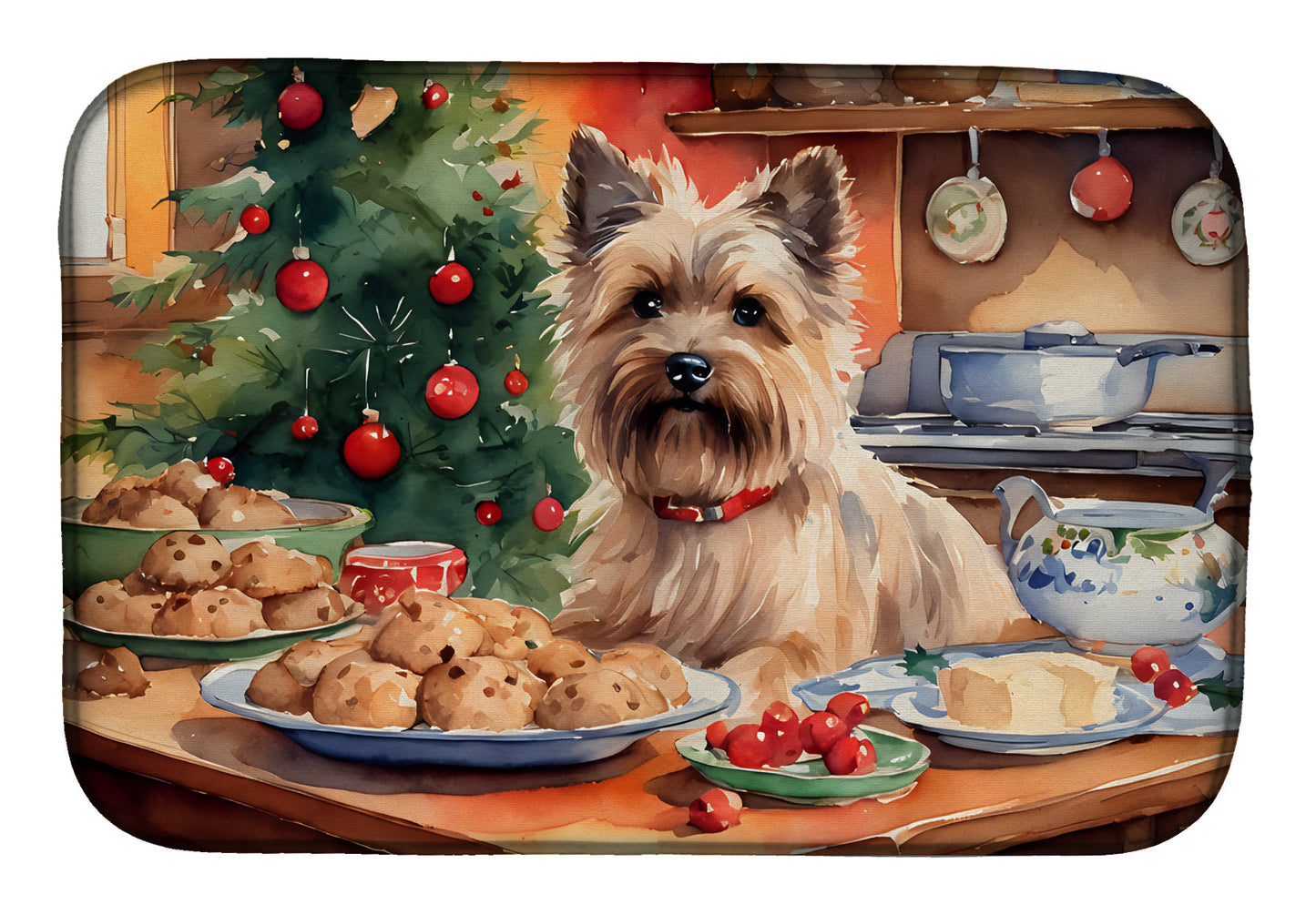 Cairn Terrier Christmas Cookies Dish Drying Mat