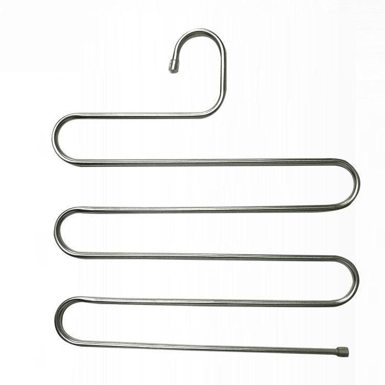 NNEOBA 5 layers Stainless Steel Clothes Hangers S Shape Pants Storage Hangers Clothes Storage Rack Multilayer Storage Cloth Hanger