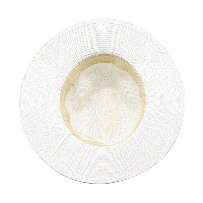 NNEDSZ Black Women's Wide-Brim Straw Hat with Rhinestones - Elegant and Breathable Sun Hat for Summer Outdoors,M(56-58cm)