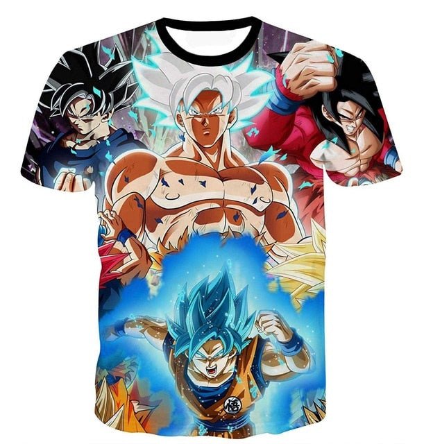 Dragon Ball Z Super Saiyan Goku Vegeta Printed Short Sleeve T-shirt Costume Summer Fashion Daily Casual Tee Shirts Plus Size