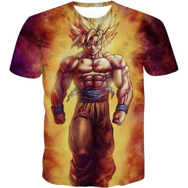Dragon Ball Z Super Saiyan Goku Vegeta Printed Short Sleeve T-shirt Costume Summer Fashion Daily Casual Tee Shirts Plus Size