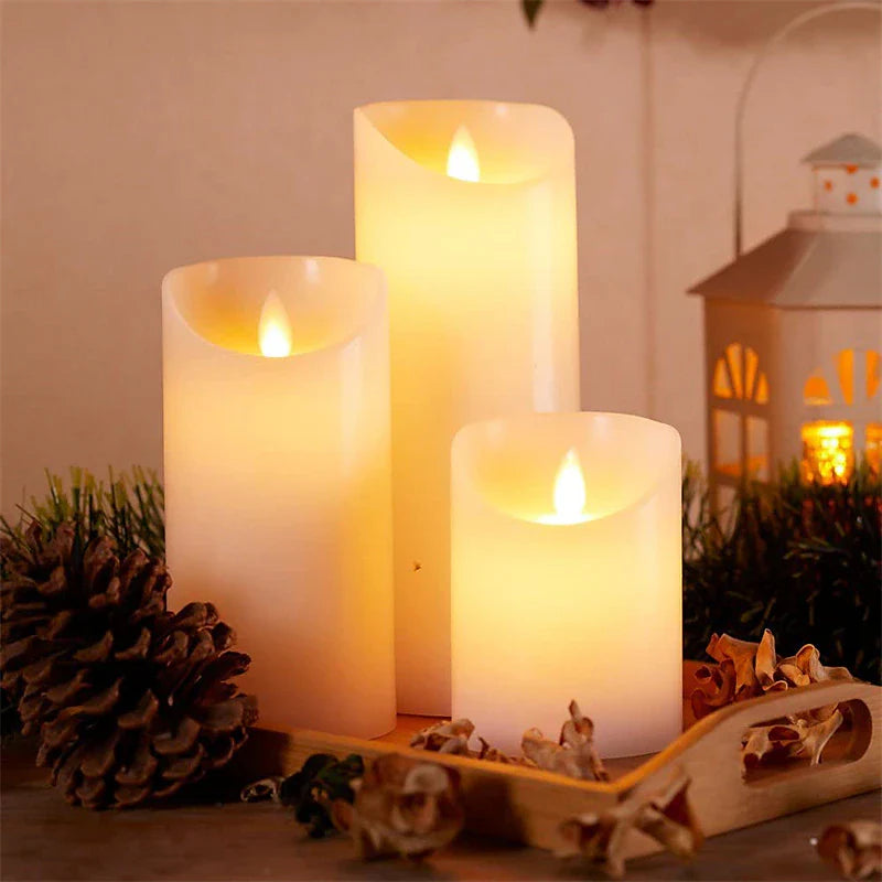 3-Packs Flameless Candles LED Flickering Candles w/ Remote Control Timer