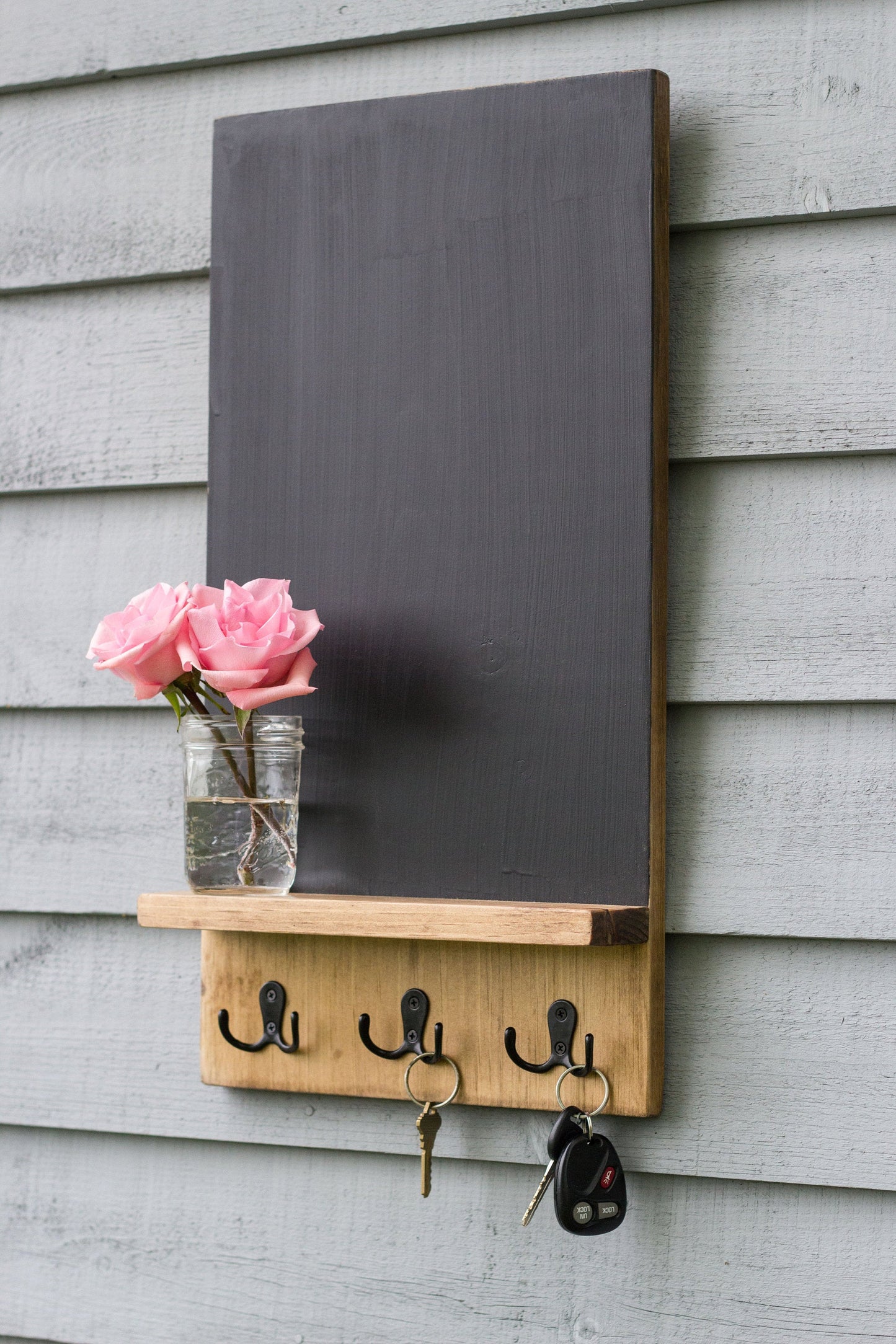 Chalkboard Command Center with Key Hooks