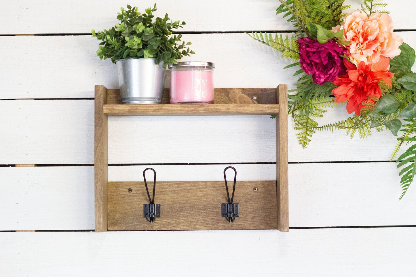 Entryway Shelf with Farmhouse Hooks