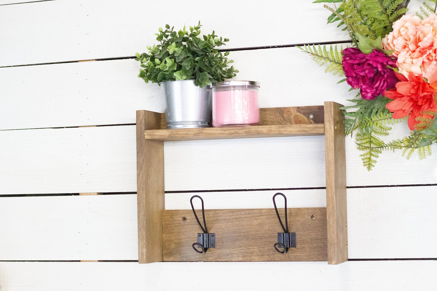 Entryway Shelf with Farmhouse Hooks
