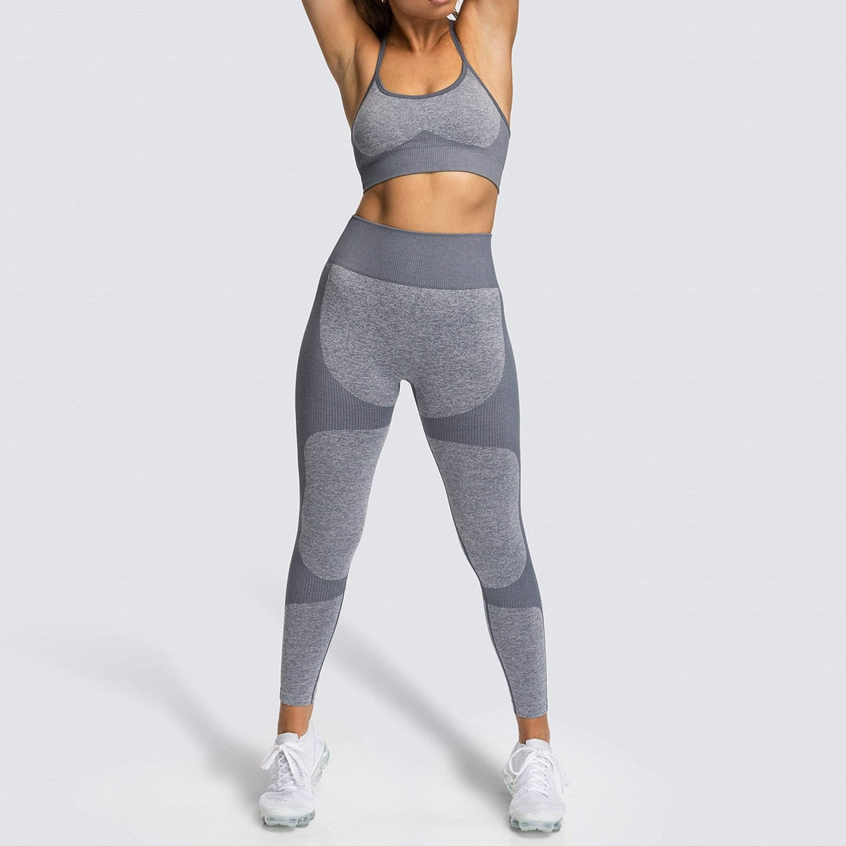 Lycra Seamless Yoga Set Women Fitness Bra Top Sportswear Woman Gym Leggings Push Up Strappy Sexy Sports Suits workout set