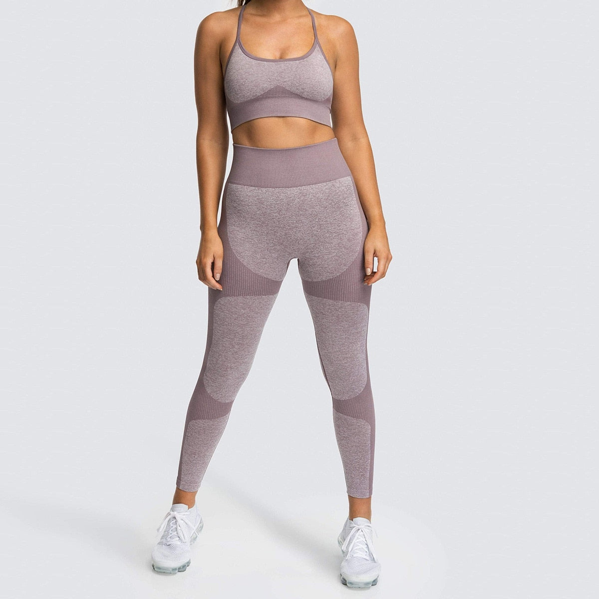 Lycra Seamless Yoga Set Women Fitness Bra Top Sportswear Woman Gym Leggings Push Up Strappy Sexy Sports Suits workout set