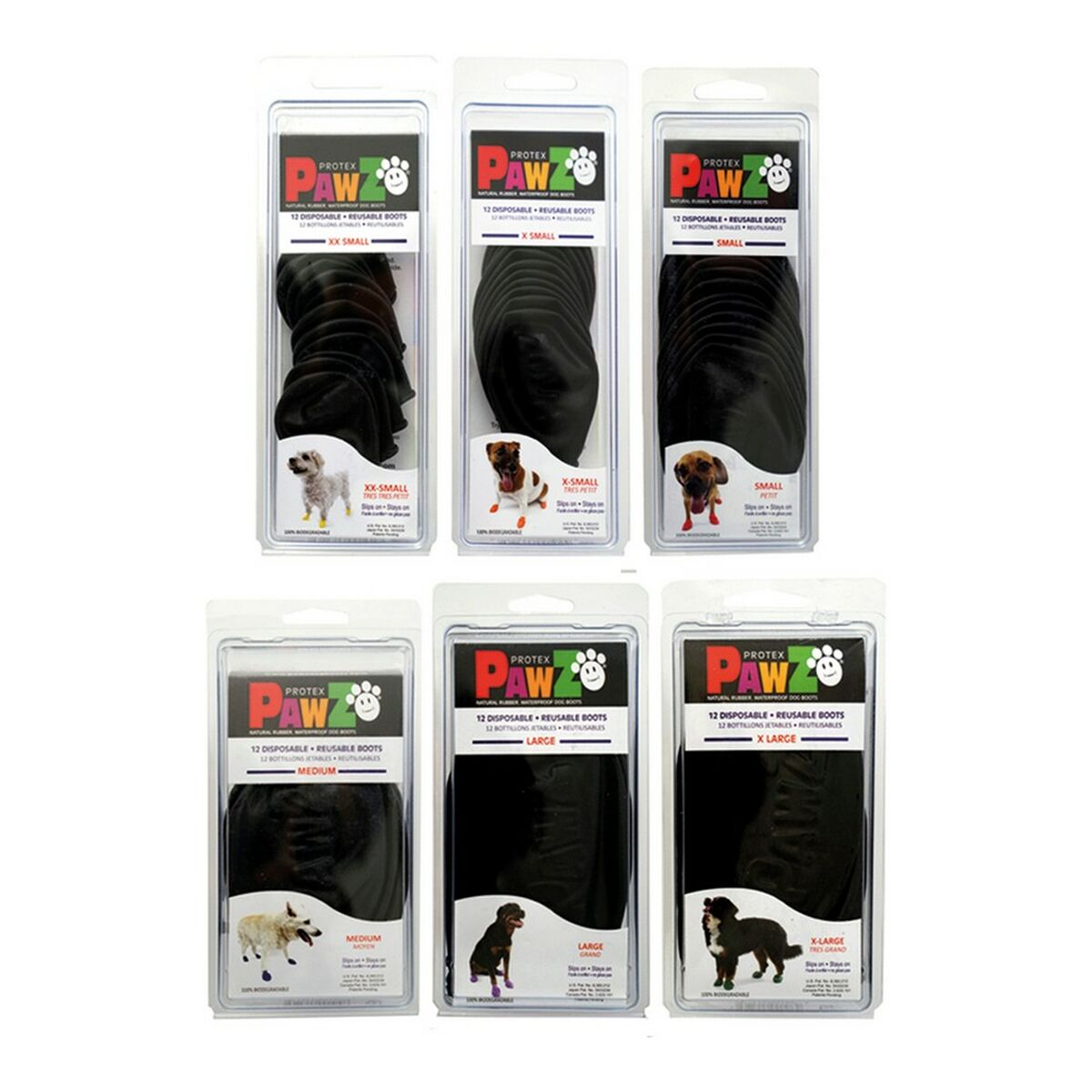 Pawz Dog կոշիկներ, 12 հատ, սև, չափս S