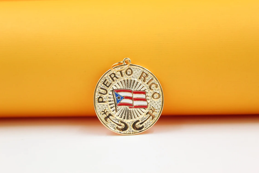 Puerto Rico Medallion Pendant With Flag (A146A)