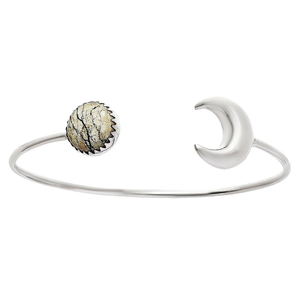 Moon - Authentic White Buffalo Turquoise Cuff Bangle Bracelet B-1046 28-EB10189