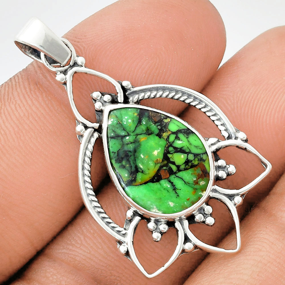 Premium Quality Green Matrix Turquoise Pendant P-1444 53-EP10501