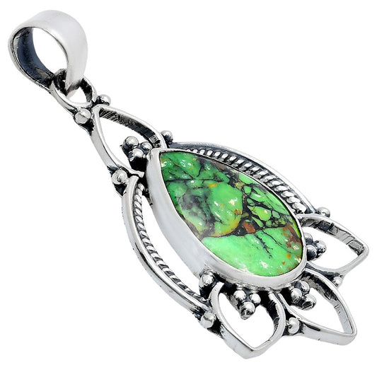 Premium Quality Green Matrix Turquoise Pendant P-1444 53-EP10501