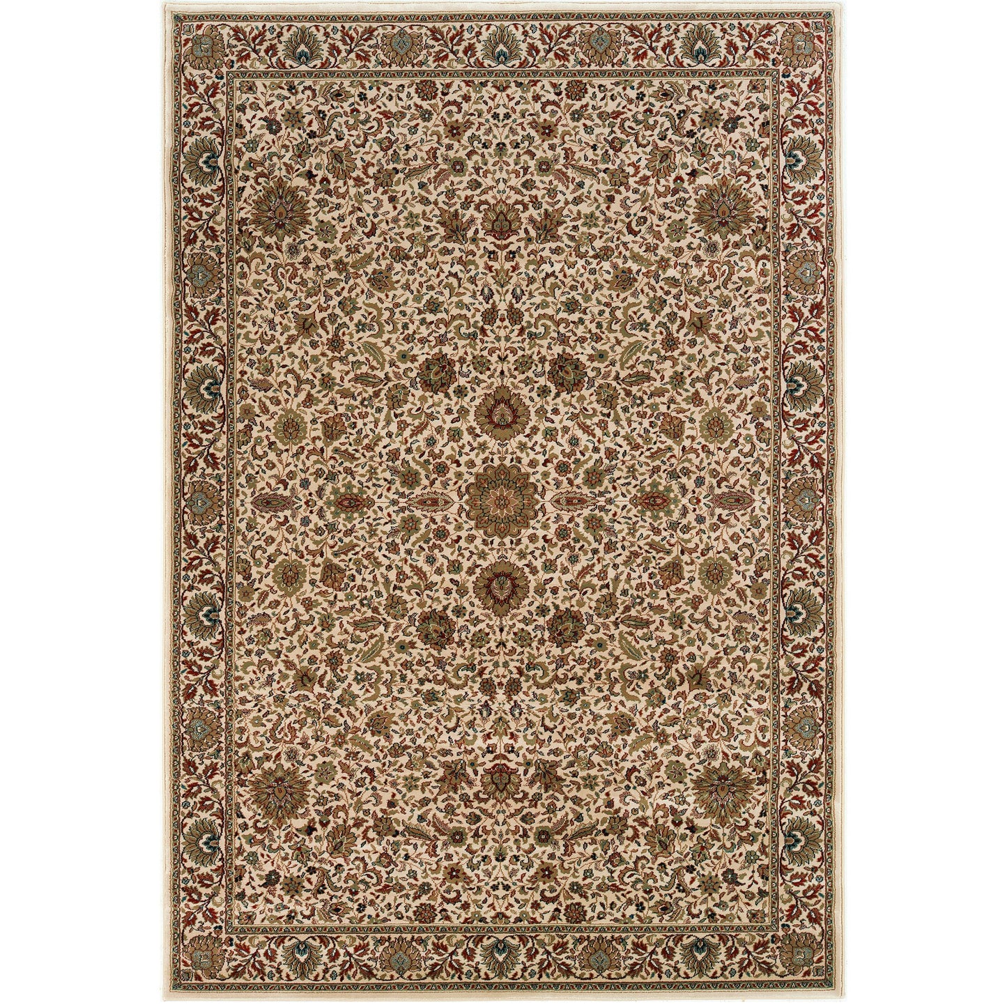 7' X 10' փղոսկրե և կանաչ արևելյան գորգ