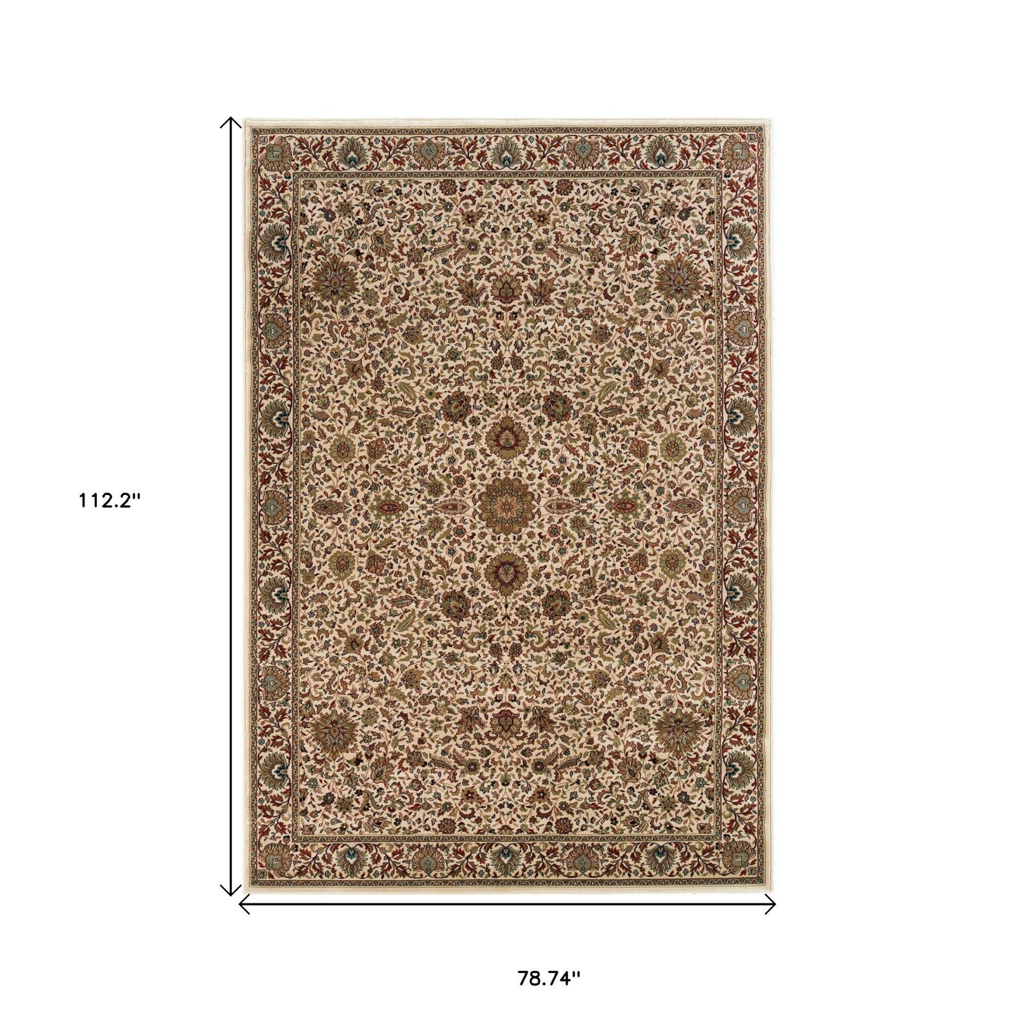 7' X 10' փղոսկրե և կանաչ արևելյան գորգ