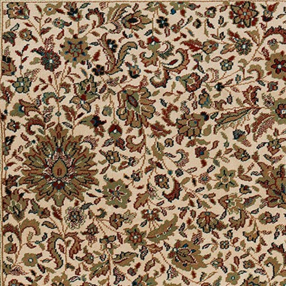 7' X 10' փղոսկրե և կանաչ արևելյան գորգ