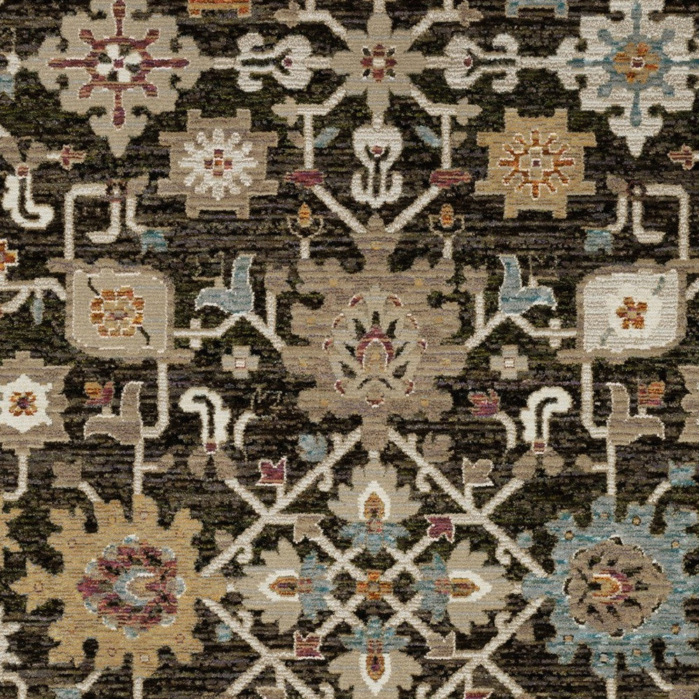 2' X 3' շագանակագույն, սև և փղոսկրե գույնի արևելյան գորգ
