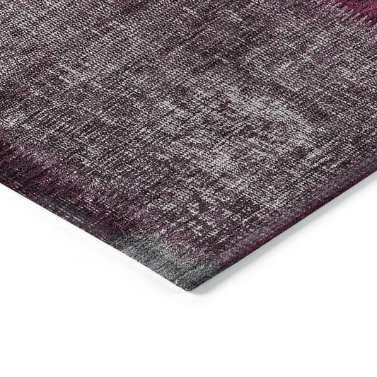 3' X 5' Merlot Burgundy And Gray Patchwork Washable Indoor Outdoor Area Rug