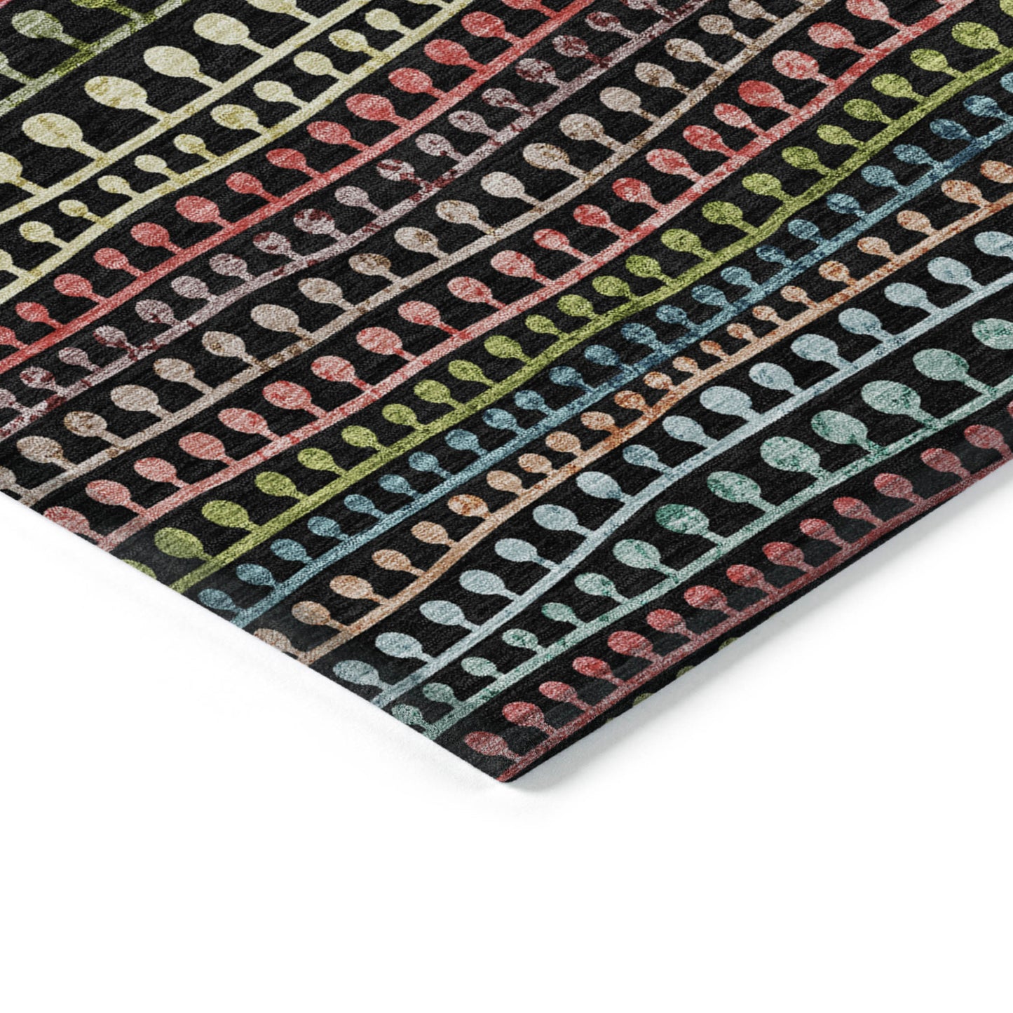 5' X 8' Black Green And Gold Striped Washable Indoor Outdoor Area Rug