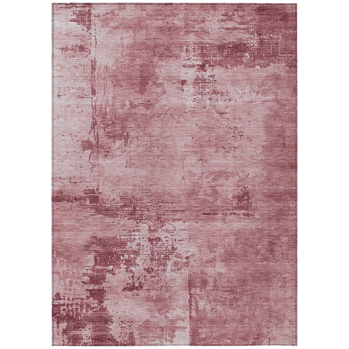 9' X 12' Blush And Ivory Abstract Washable Indoor Outdoor Area Rug