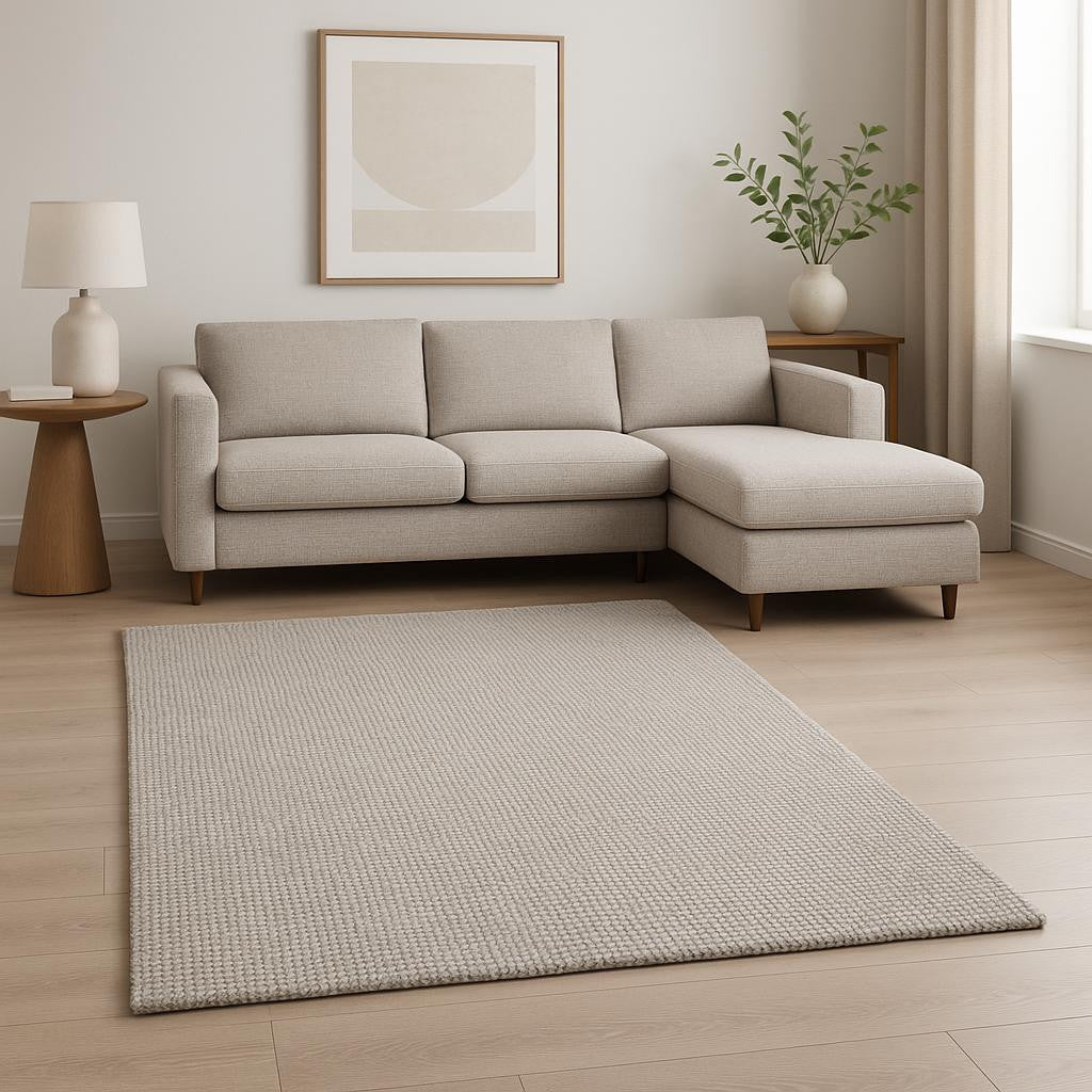 8' X 10' Beige Berber Hand Woven Area Rug
