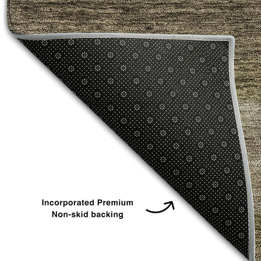 9' X 12' Brown Beige And Taupe Abstract Geometric Washable Area Rug With UV Protection
