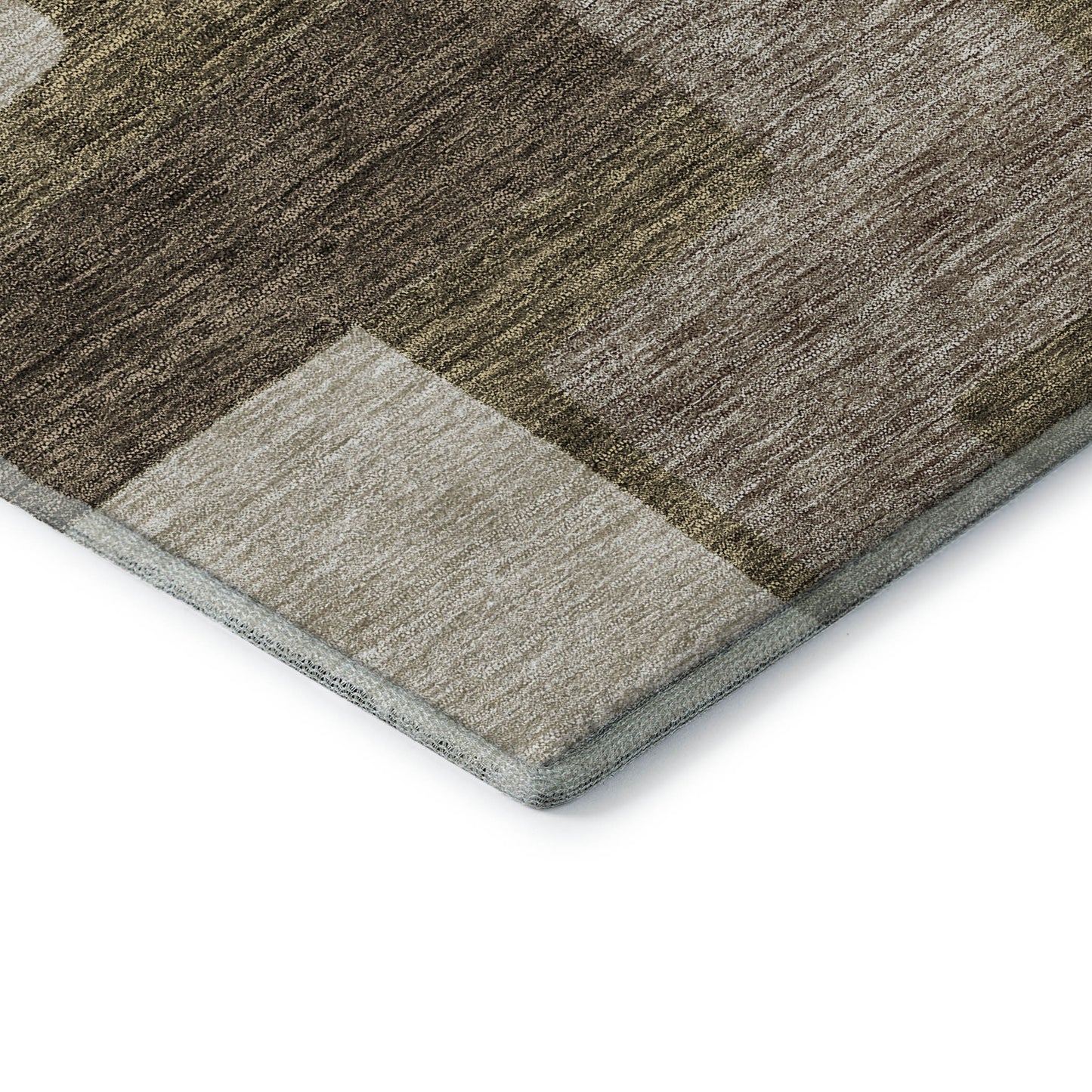 9' X 12' Brown Beige And Taupe Abstract Geometric Washable Area Rug With UV Protection
