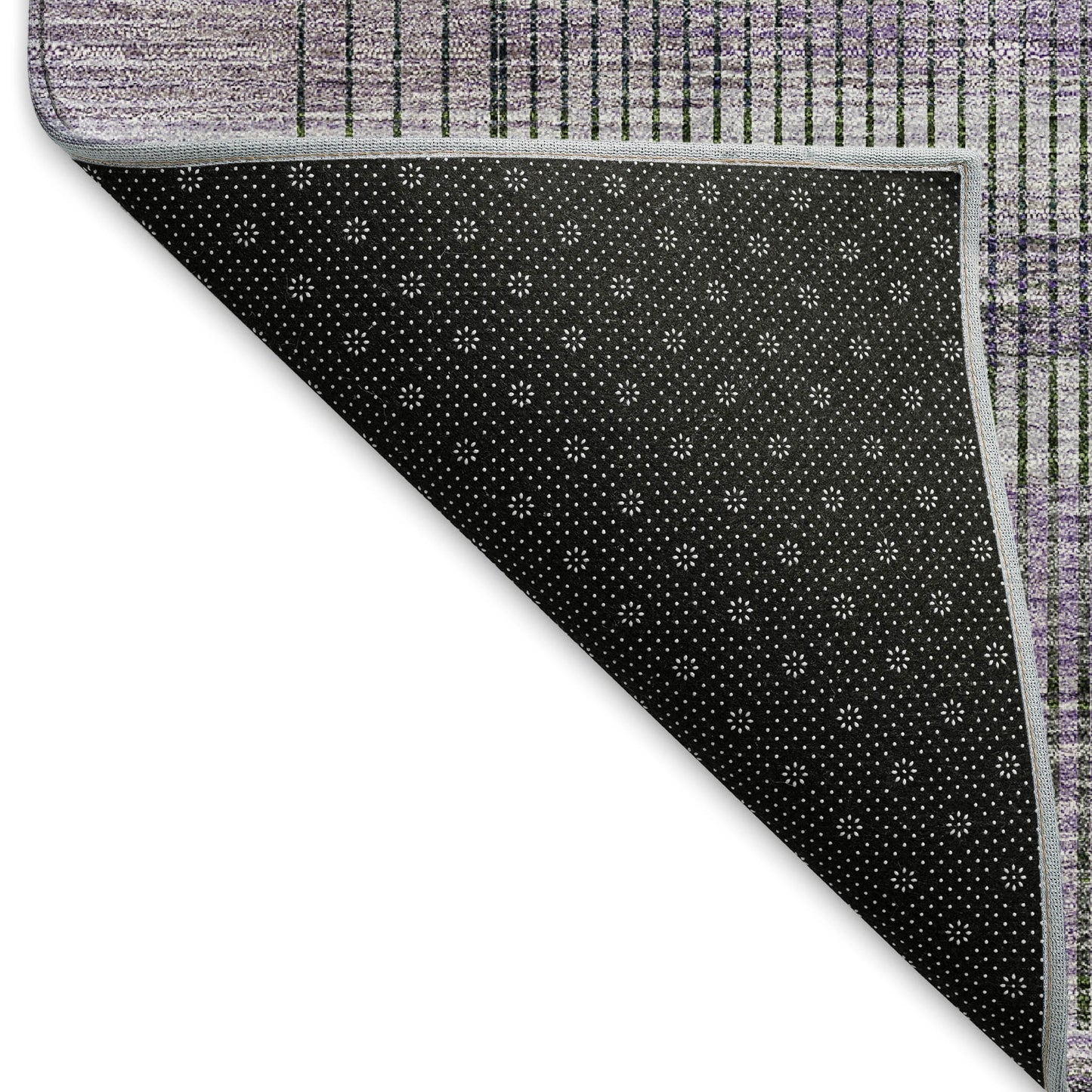 9' X 12' Purple And Gray Striped Washable Area Rug With UV Protection