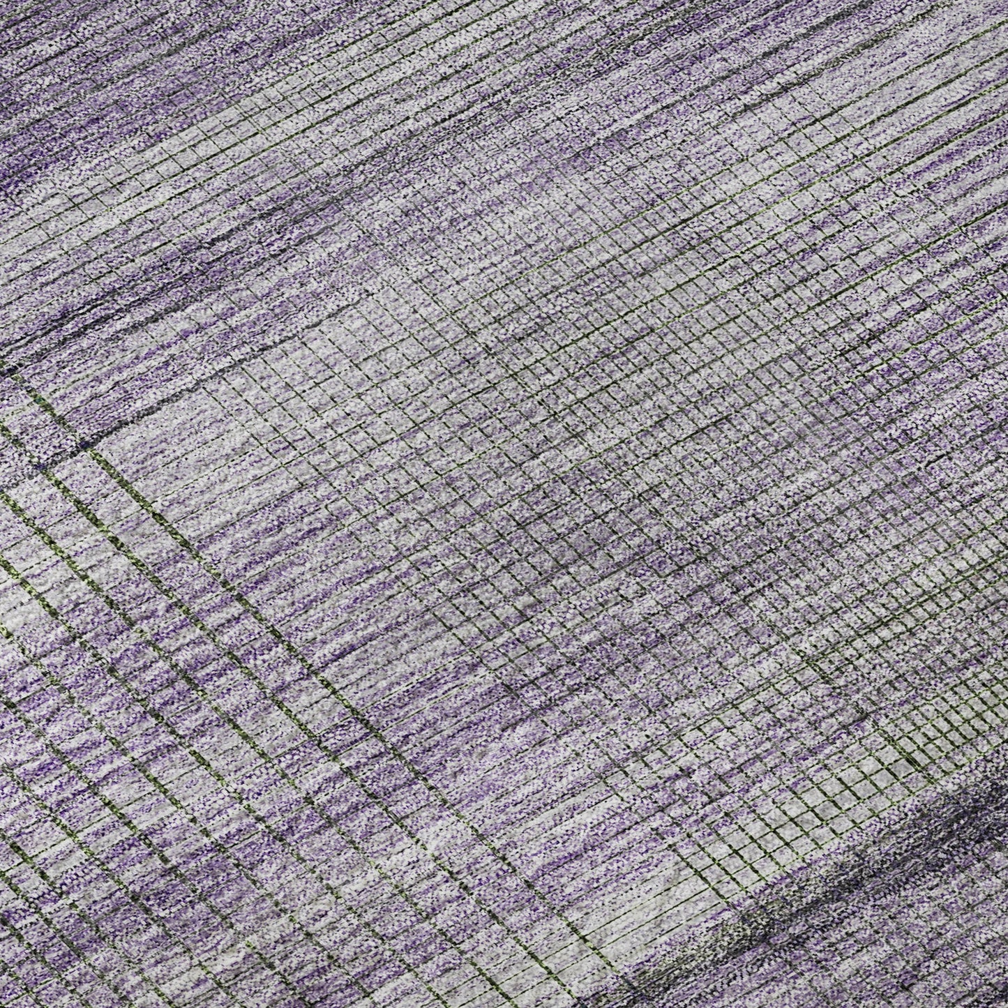 9' X 12' Purple And Gray Striped Washable Area Rug With UV Protection