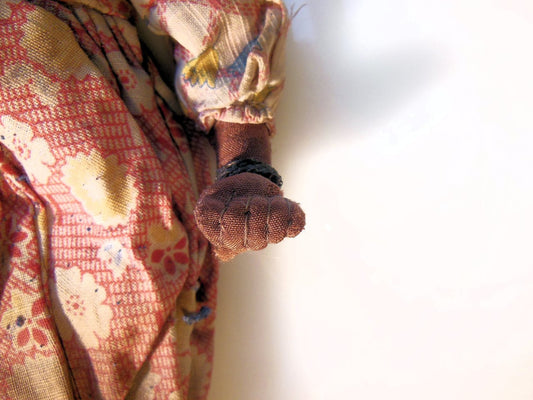 Antique Rag Doll, Smiling Woman with Jewelry from 1800's