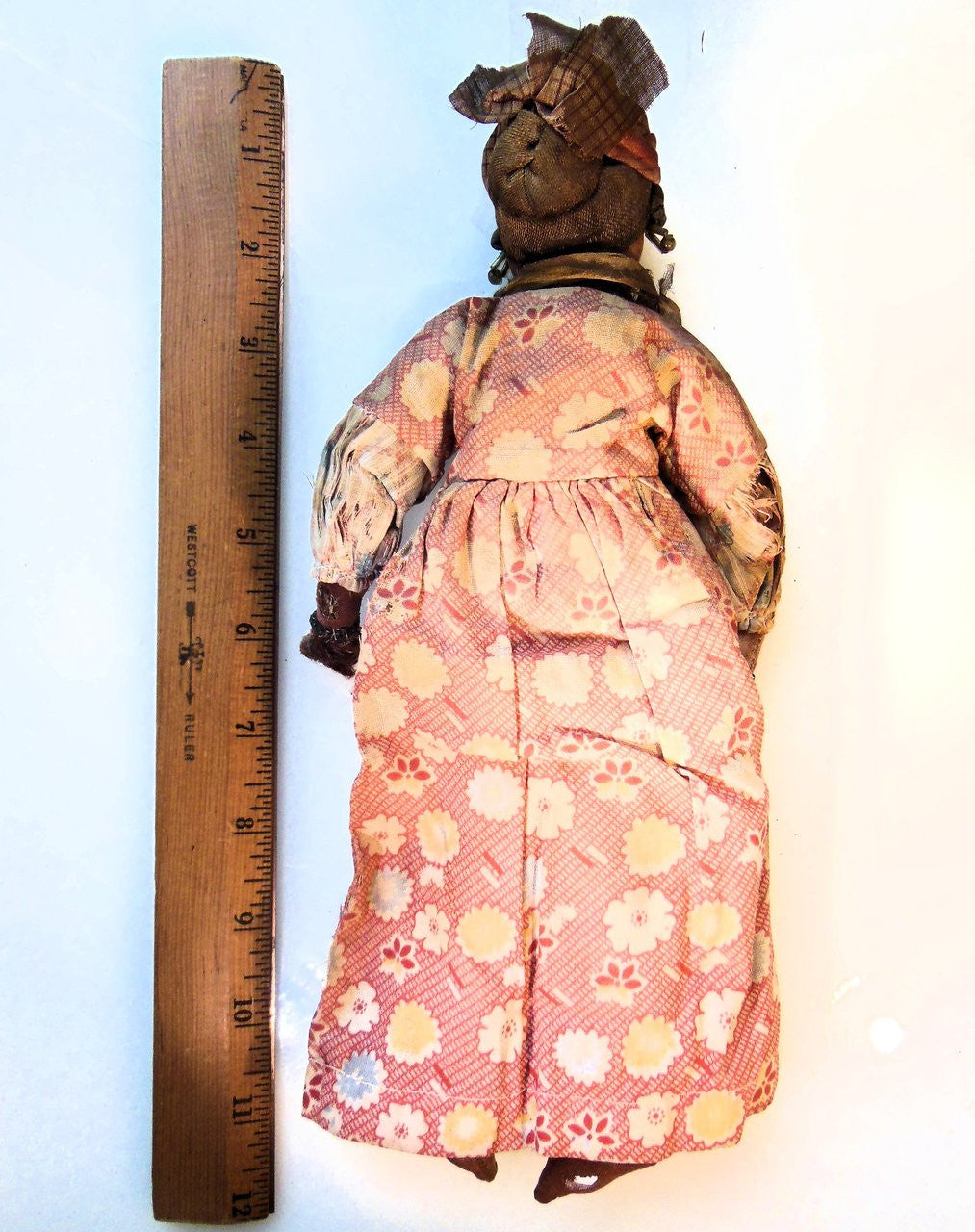 Antique Rag Doll, Smiling Woman with Jewelry from 1800's