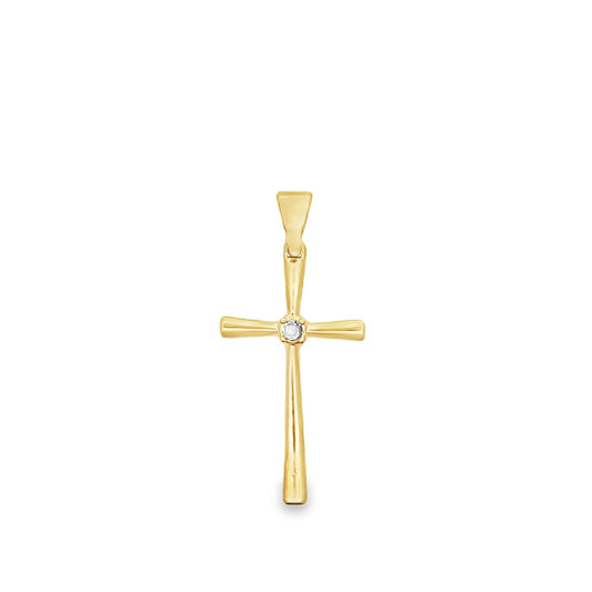 Rounded Cross Crucifix Pendant with CZ Stones