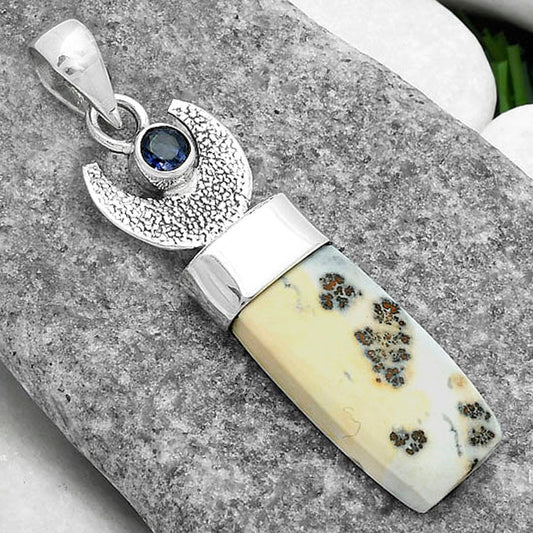 Crescent Moon Maligano Jasper & Iolite Pendant P-1453 SDP103233