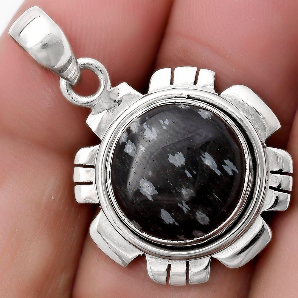 Natural Snow Flake Obsidian Pendant P-1179 SDP119959