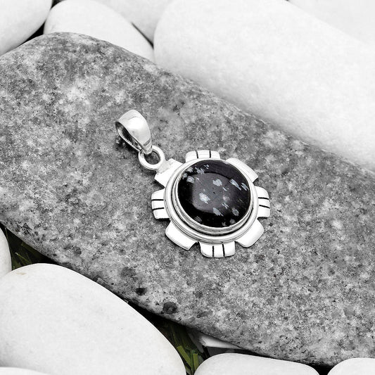 Natural Snow Flake Obsidian Pendant P-1179 SDP119959