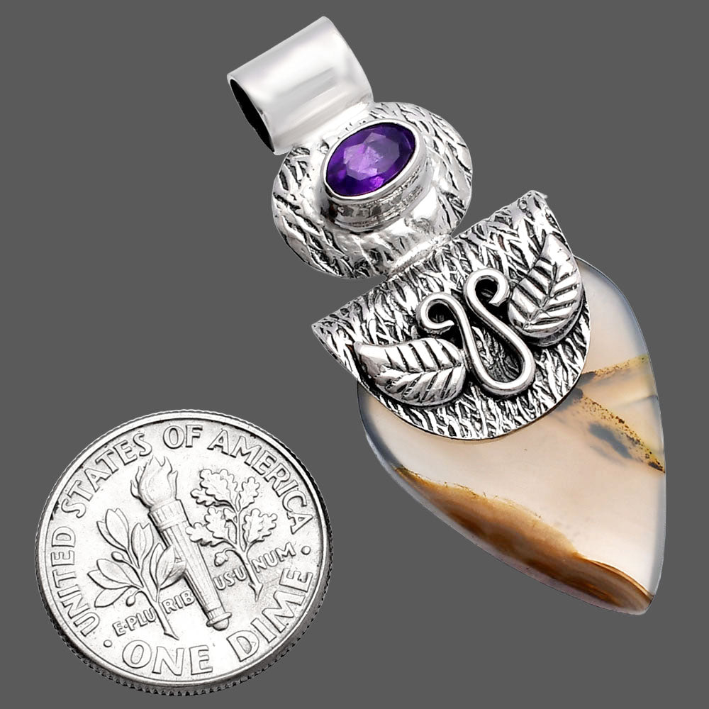 Montana Agate - USA & Amethyst Pendant P-1545 SDP144529