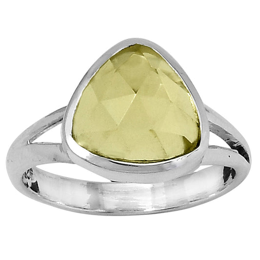 Faceted Natural Lemon Quartz Ring size-7 R-1005 SDR153505