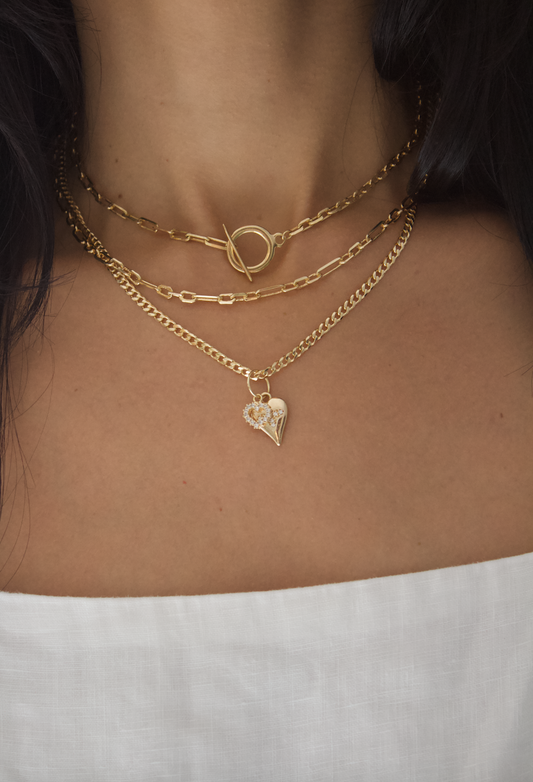 Heart Pendant Charm With Cubic Zirconia Stones