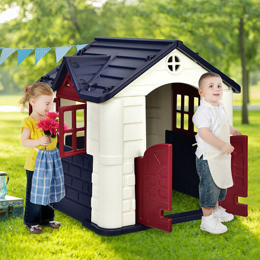 Kid's Playhouse Pretend Toy House For Boys and Girls 7 Pieces Toy Set-Pink