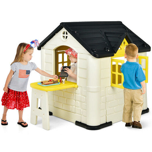 Kid's Playhouse Pretend Toy House For Boys and Girls 7 Pieces Toy Set-Pink