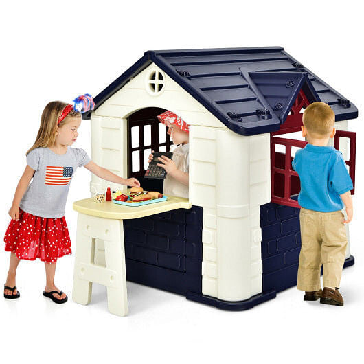 Kid's Playhouse Pretend Toy House For Boys and Girls 7 Pieces Toy Set-Pink