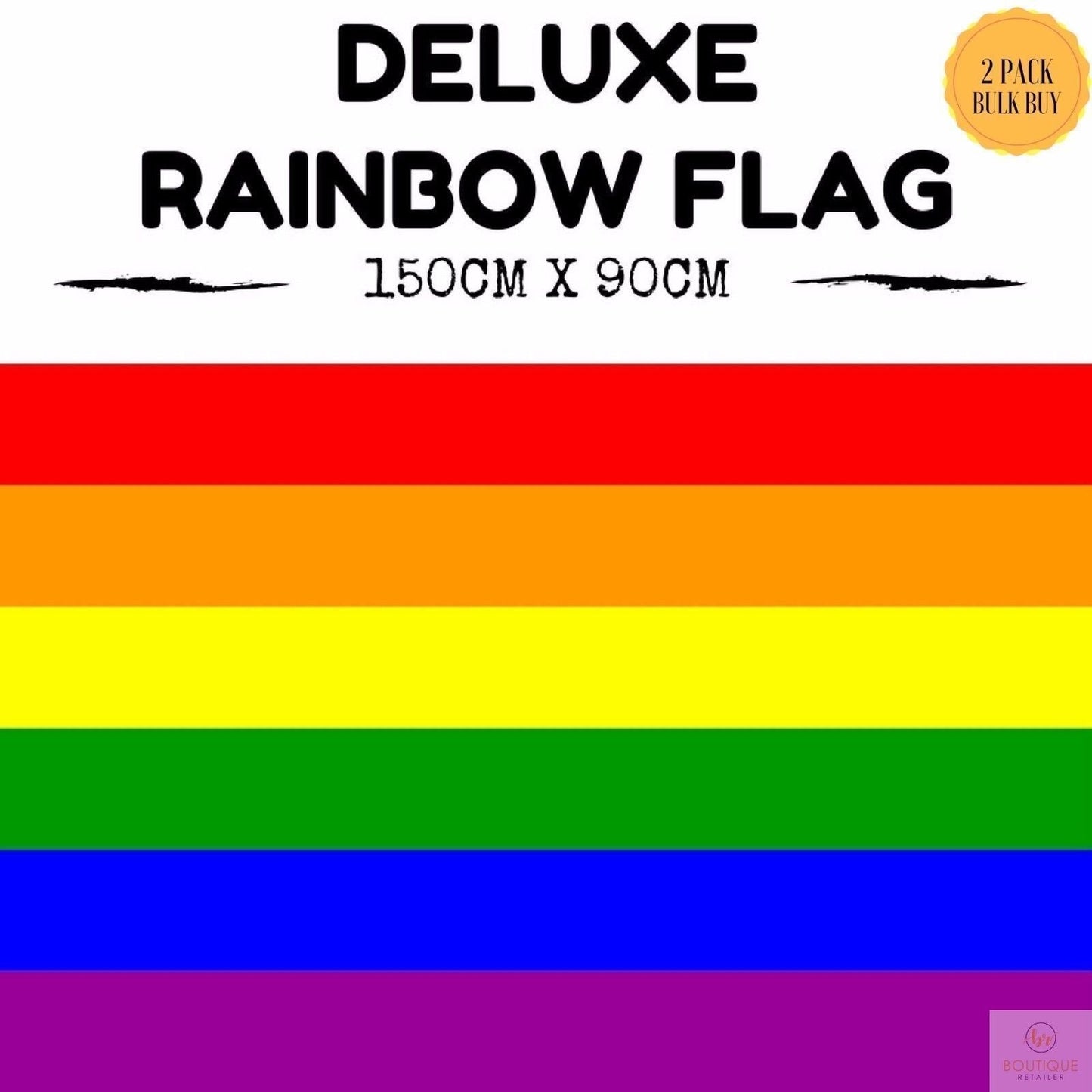 NNEDSZ 2x DELUXE RAINBOW GAY PRIDE FLAG Outdoor Banner 150x90cm 3x5ft w Metal Eyelets