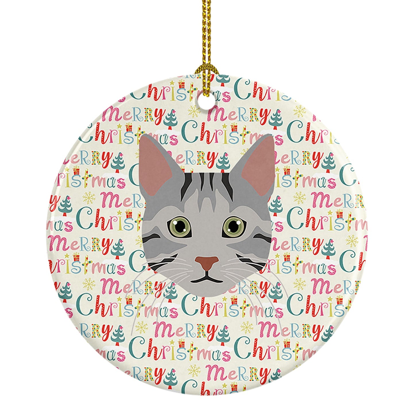 Egyptian Mau Cat Christmas Ceramic Ornament