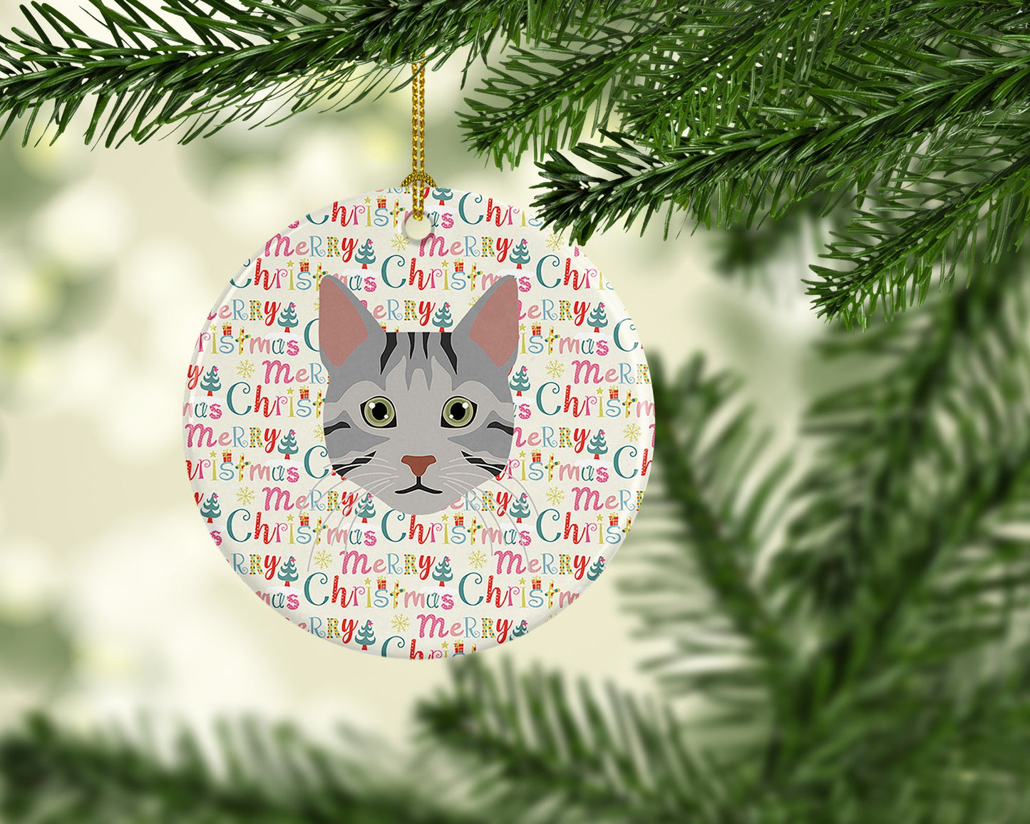 Egyptian Mau Cat Christmas Ceramic Ornament