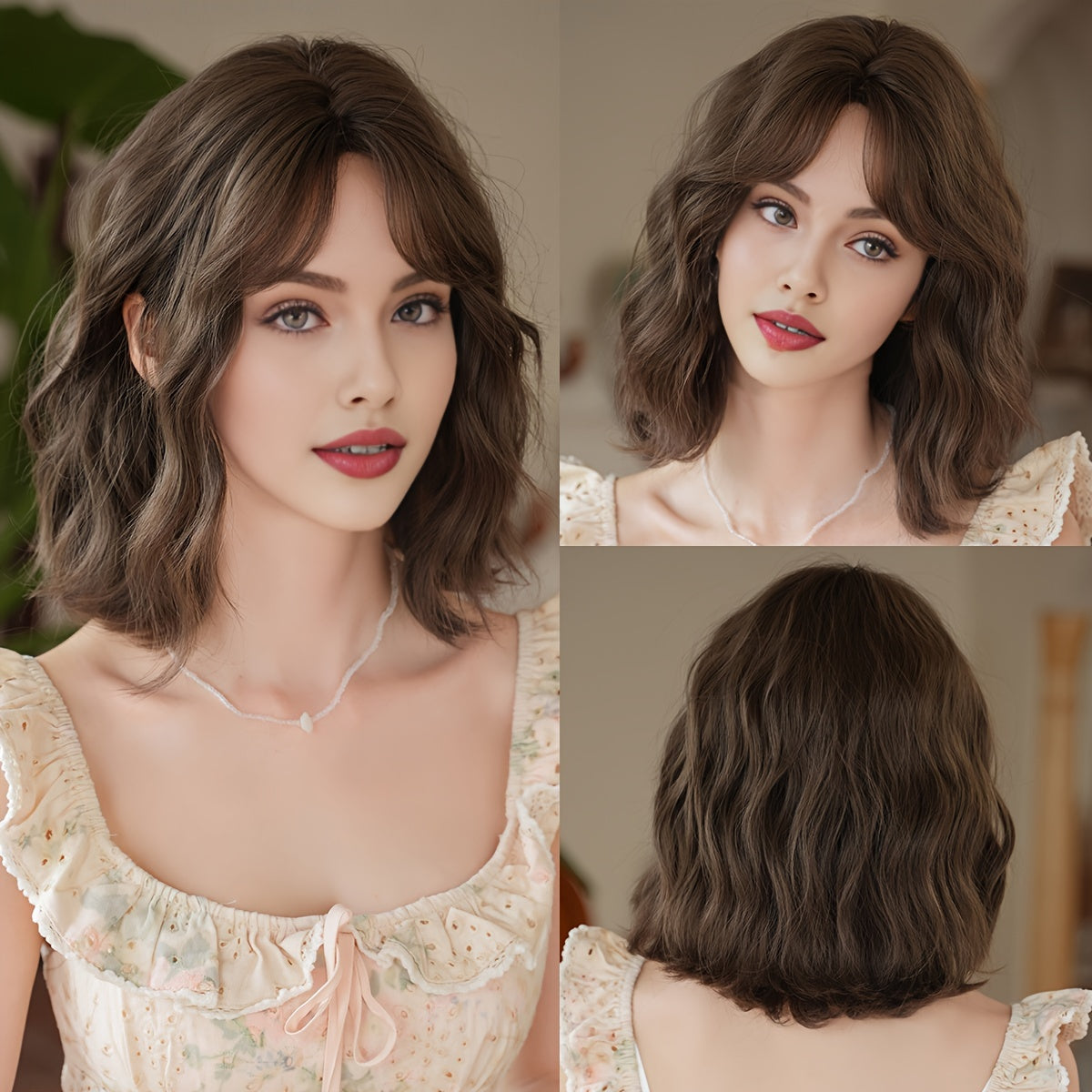 WIGS Short Water Wave Bob Wig