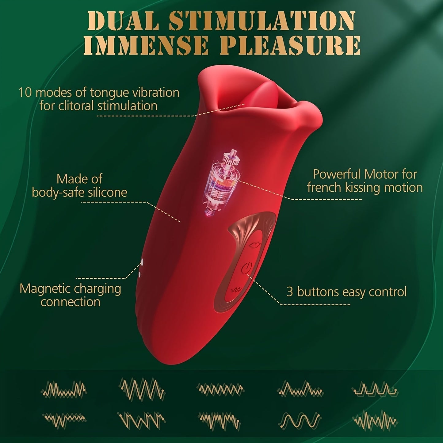 NNETM Rose Tongue Rotating Vibrator – 10 Vibration Modes
