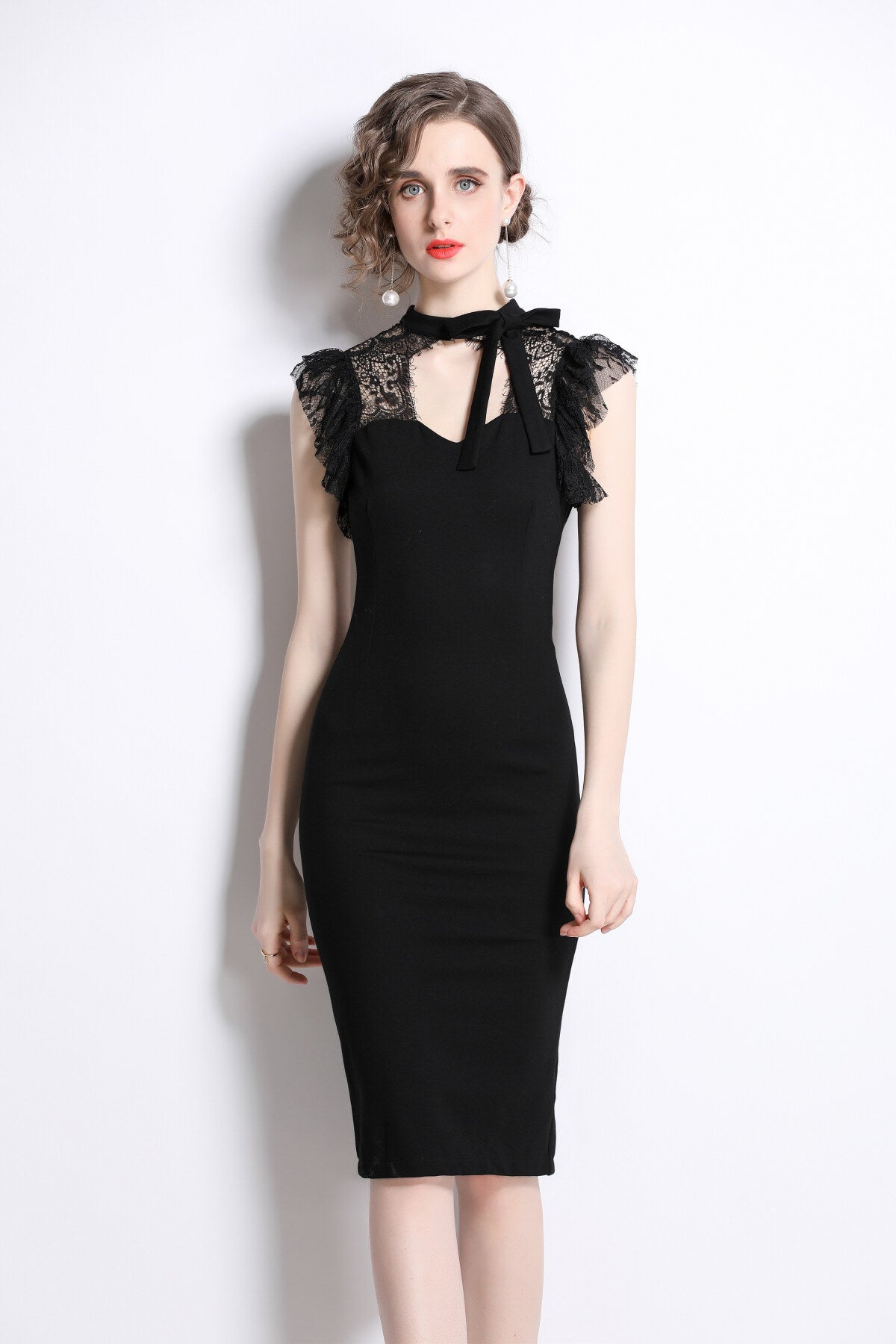 Black Lace Bodycon Sexy Roman Dress
