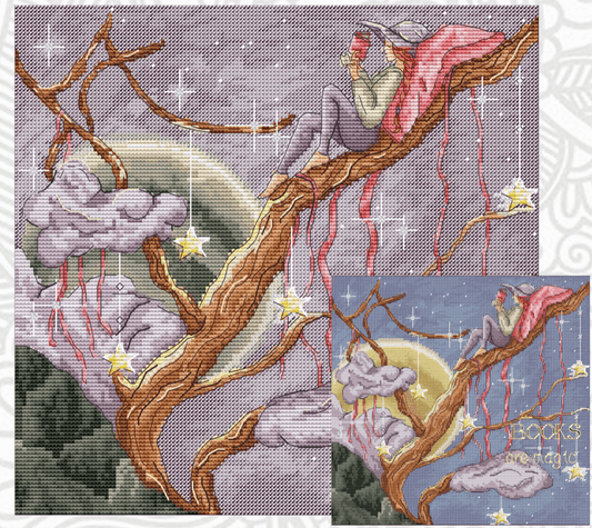 Books are Magic. Fantasy Witch - PDF Cross Stitch Pattern