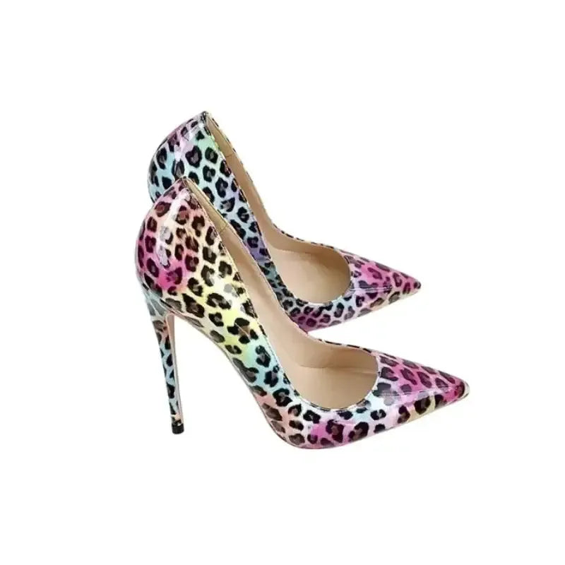 Colorful Leopard Print Stiletto High Heels Shoes
